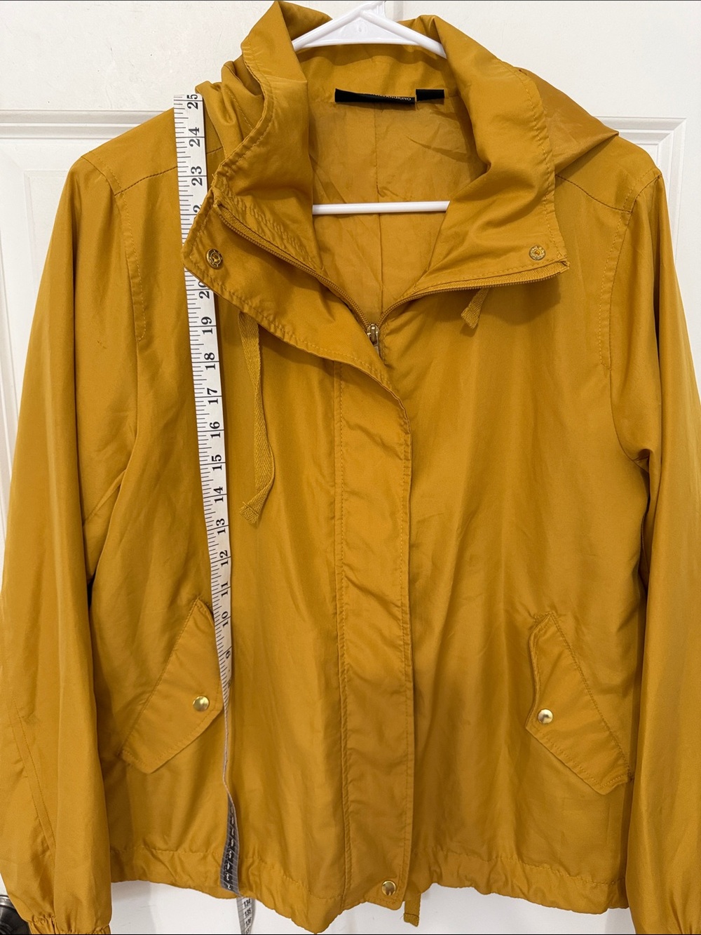 Catherine Malandrino hooded windbreaker jacket size medium Mustard Yellow - Picture 4 of 5